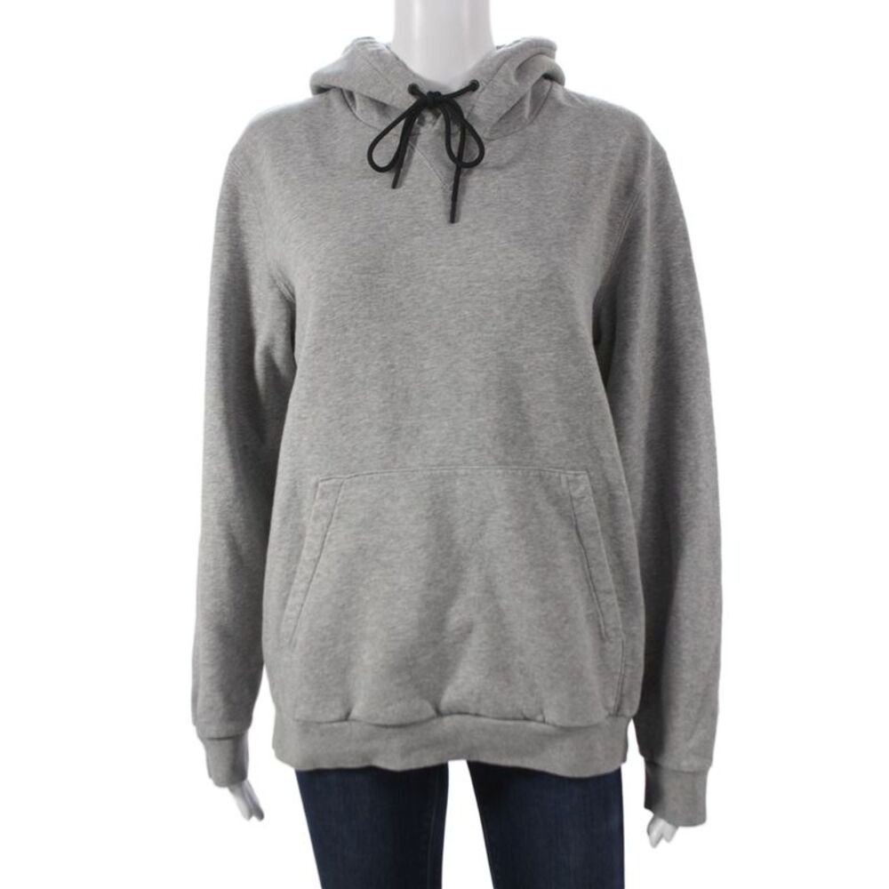 Theory Women Pullover Hoodie Gray V Neck Cotton Long Sleeve Size PP
